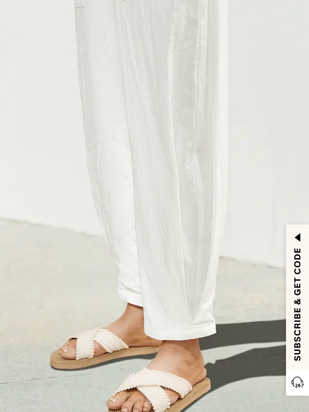 NWT Cupshe Seaside Escape White Elastic-Waist Wide Leg Pants Patch Pockets - Picture 3 of 9